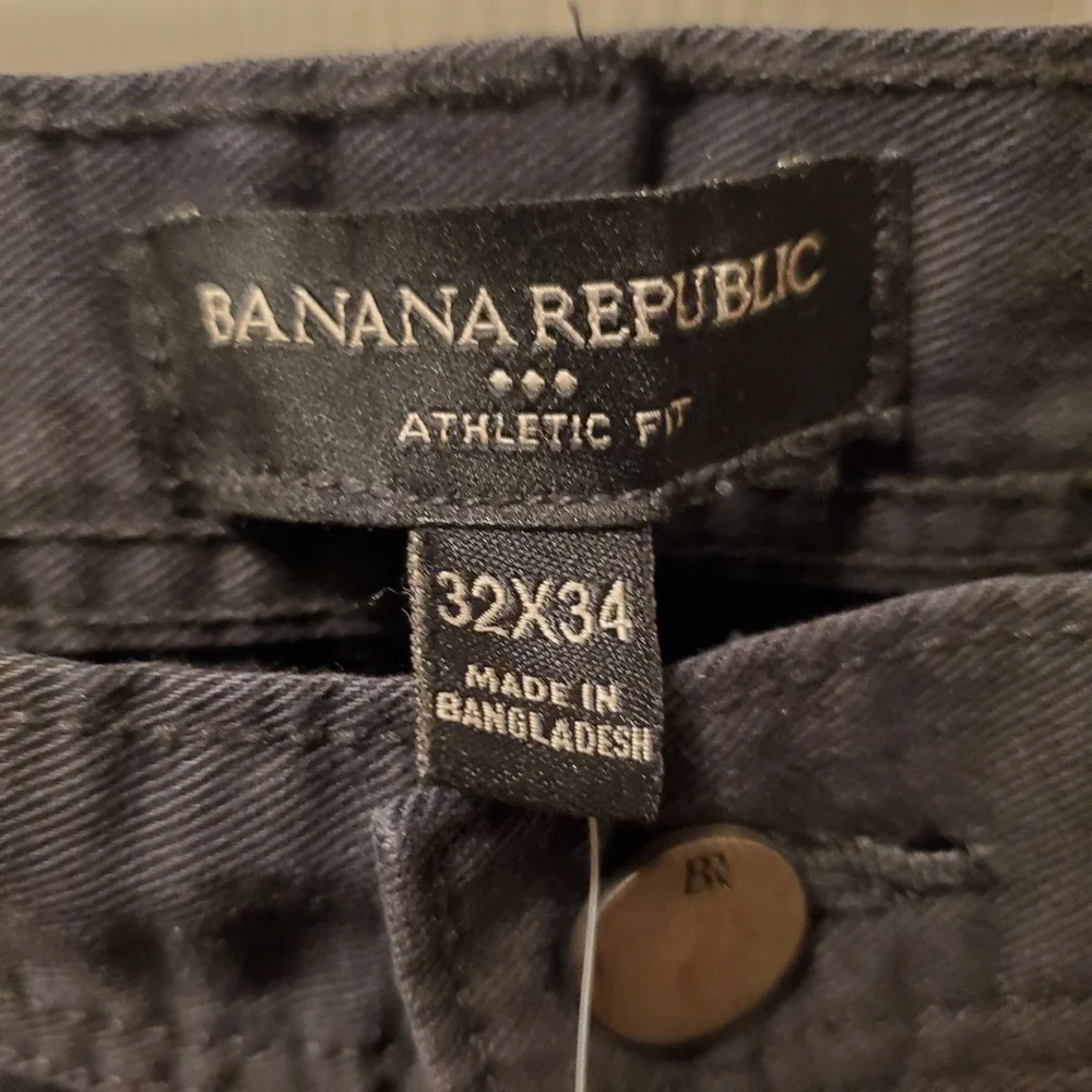 Banana Republic Surplus Twill Pant Mn 32x34 actual ins 30 BLK Athletic Taper NWT